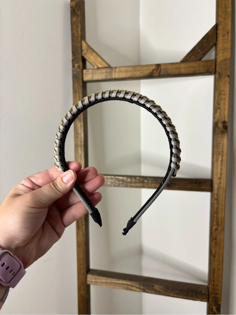 Gold and Gray Braided Chain Headband